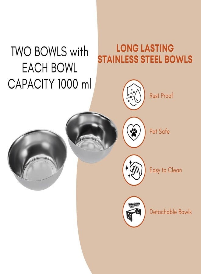 كوجو وعاء طعام COGO Masty للحيوانات الأليفة | وعاءان من الفولاذ المقاوم للصدأ (سعة كل منهما 1000 مل) | أوعية طعام مرتفعة للكلاب والقطط متوسطة وكبيرة الحجم | 5.5 × 7.5 × 15 بوصة | إطار معدني قوي وثابت | اللون: برتقالي - Image 4